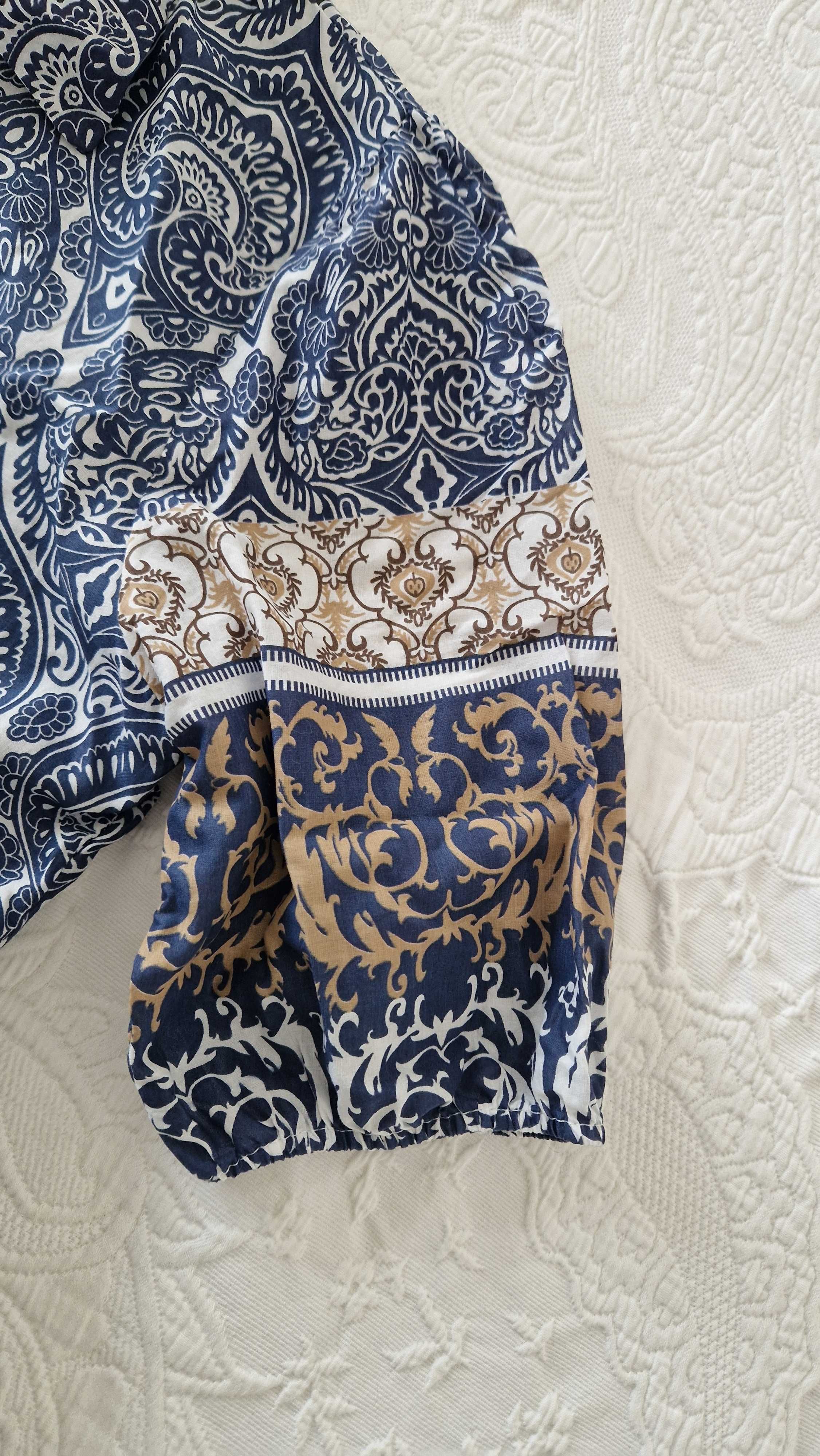 Vestido estampado manga curta, tamanho M