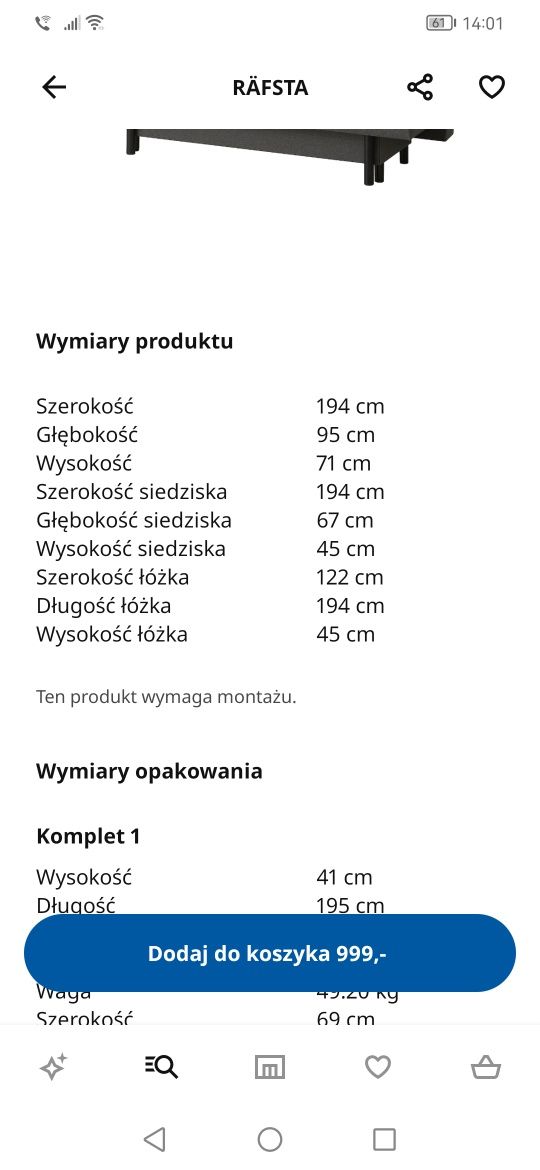 Sofa kanapa ikea 3-osobowa Rafsta