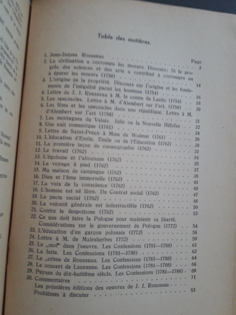 Biblioteka autorów francuskich Jean Jacques Rousseau 1946