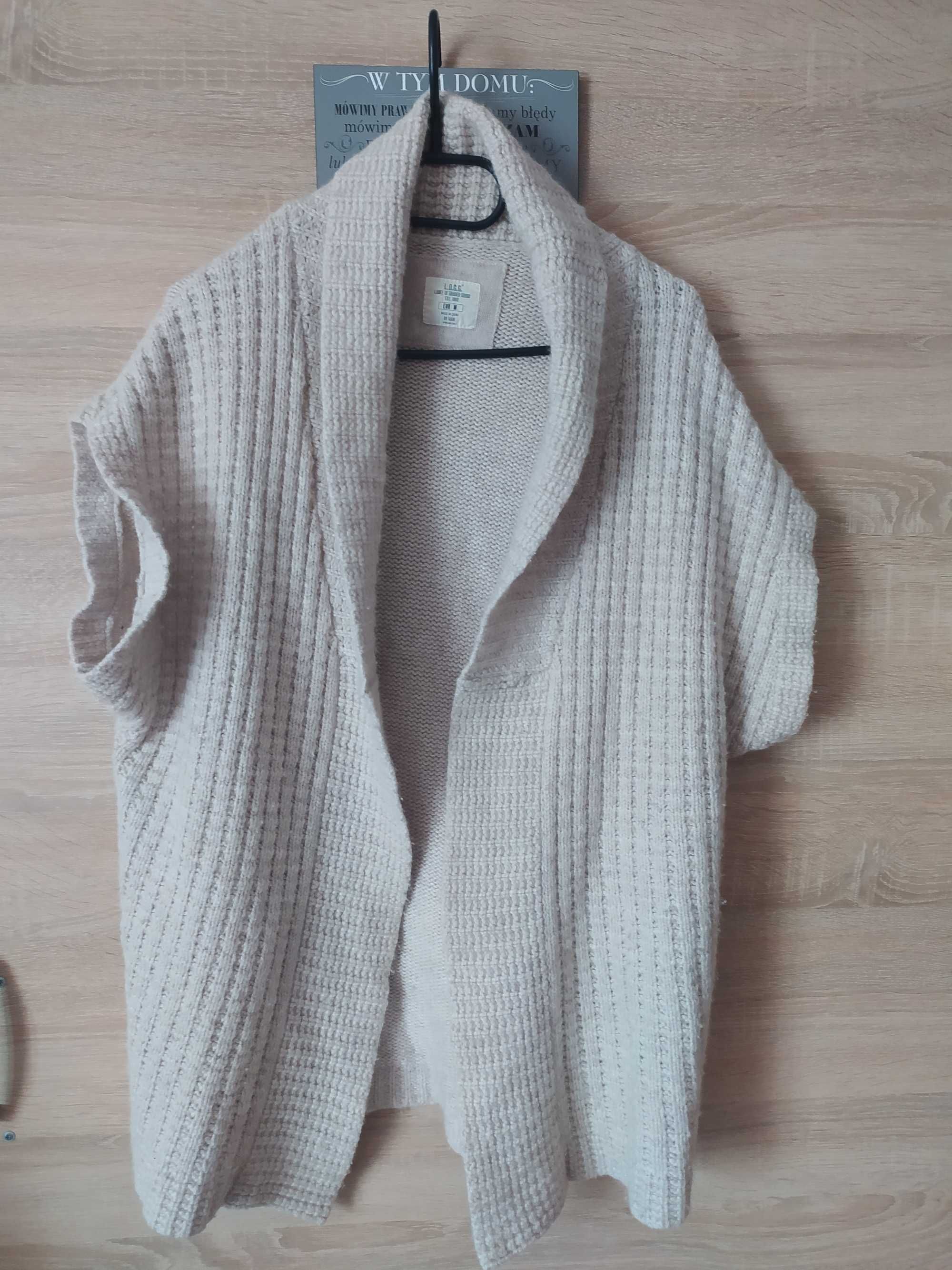 Krótki kardigan, wdzianko lekkie damskie, sweter z wełną H&M