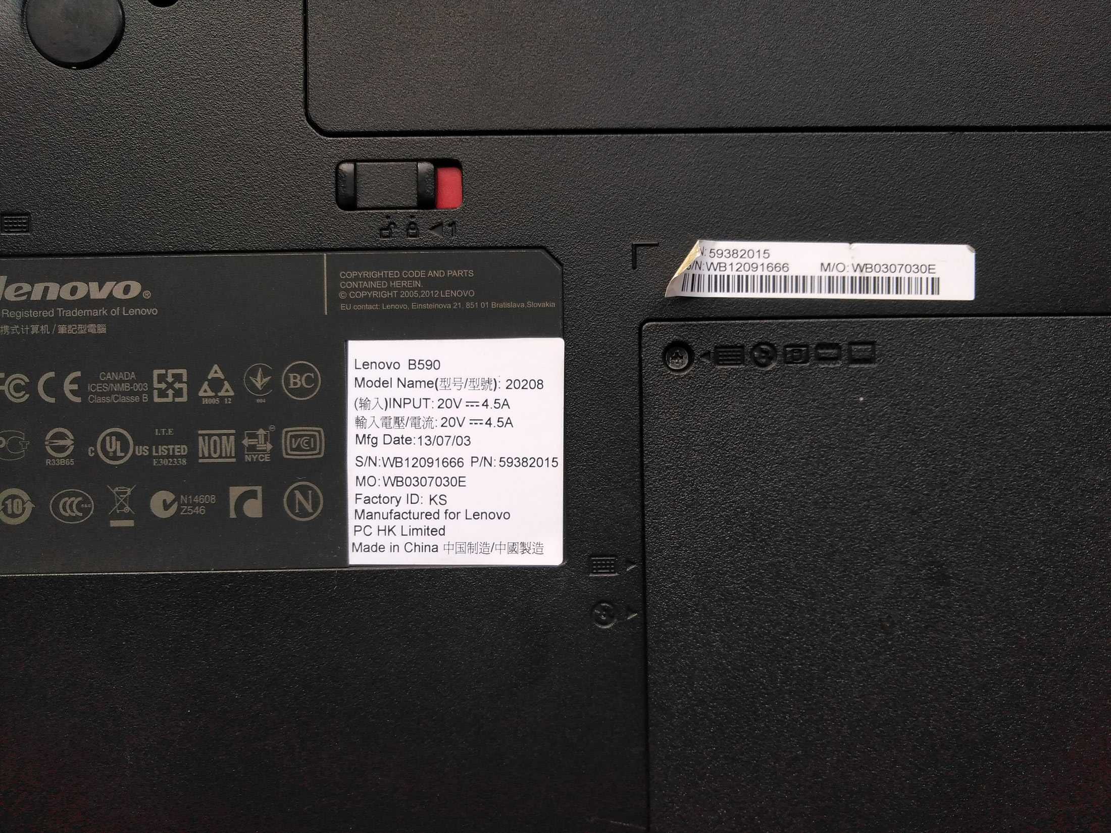 Ноутбук Lenovo B590 на запчастини або відновлення