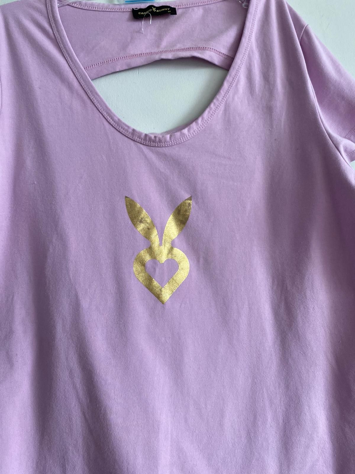 Fioletowy T-shirt Cardio Bunny M koszulka na siłownię lato wiosnę złot