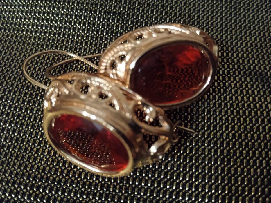 Серьги СССР с рубином