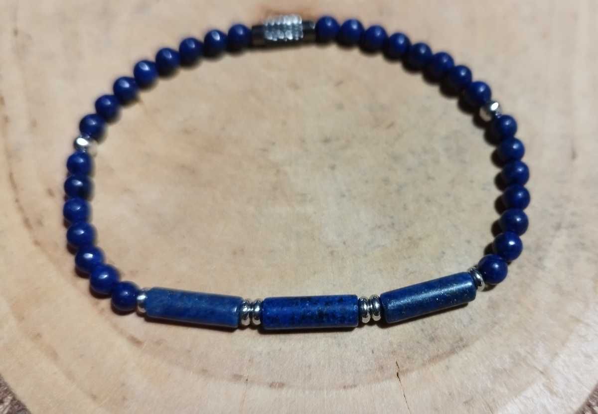 Naszyjnik bransoletka niebieska z kamieni lapis lazuli