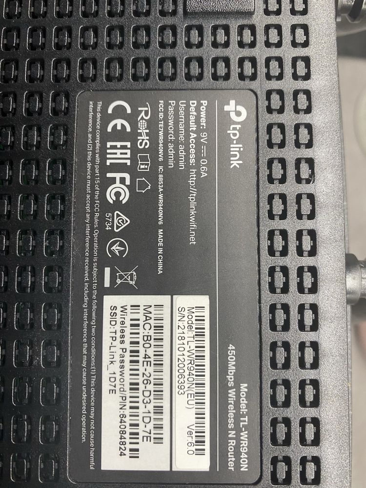 Router  Tp-Link TL-WR940N 450 Mbps