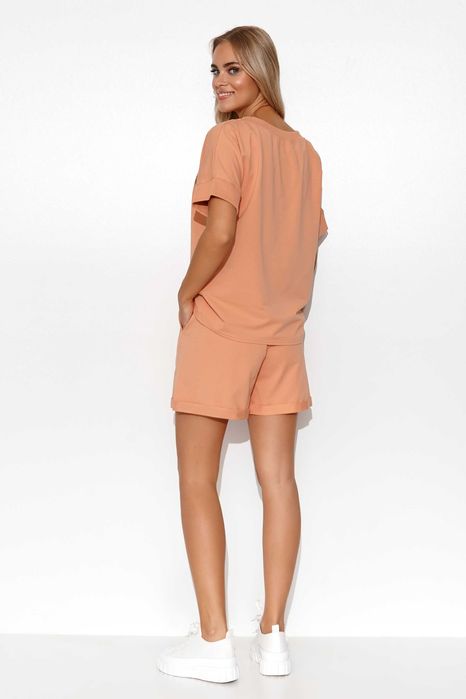 OKAZJA Morelowy komplet letni spodenki bluzka z lamówką S