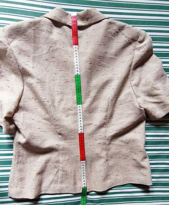 Blazer Manga Curta em bege com riscas - Tamanho 42