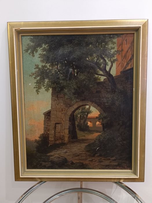 Stary obraz olejny na płótnie vintage