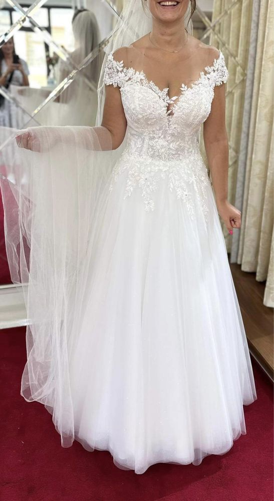 Suknia ślubna Cerinte salon Adel kolor ecru wzrost 169cm