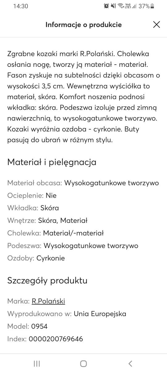 Kozaki muszkieterki R. Polański zimowe zamszowe skóra obcas 40/41