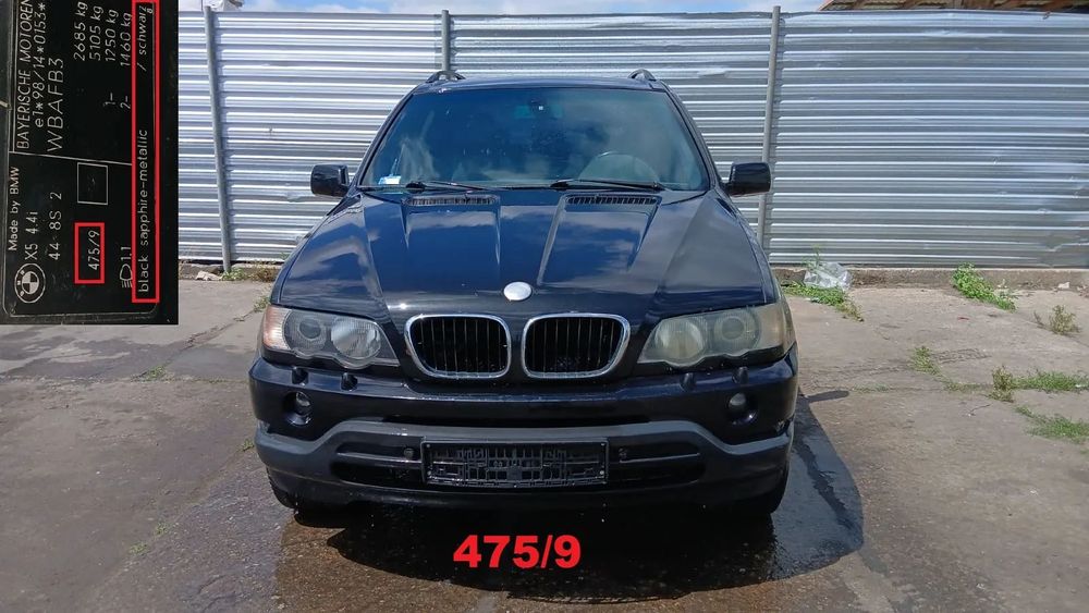 Tylko części BMW E53 X5 I 4.4 V8 m62b44tu 448s2 286KM 210kW 99r-03r Lakier 475/9 saphirschwarz