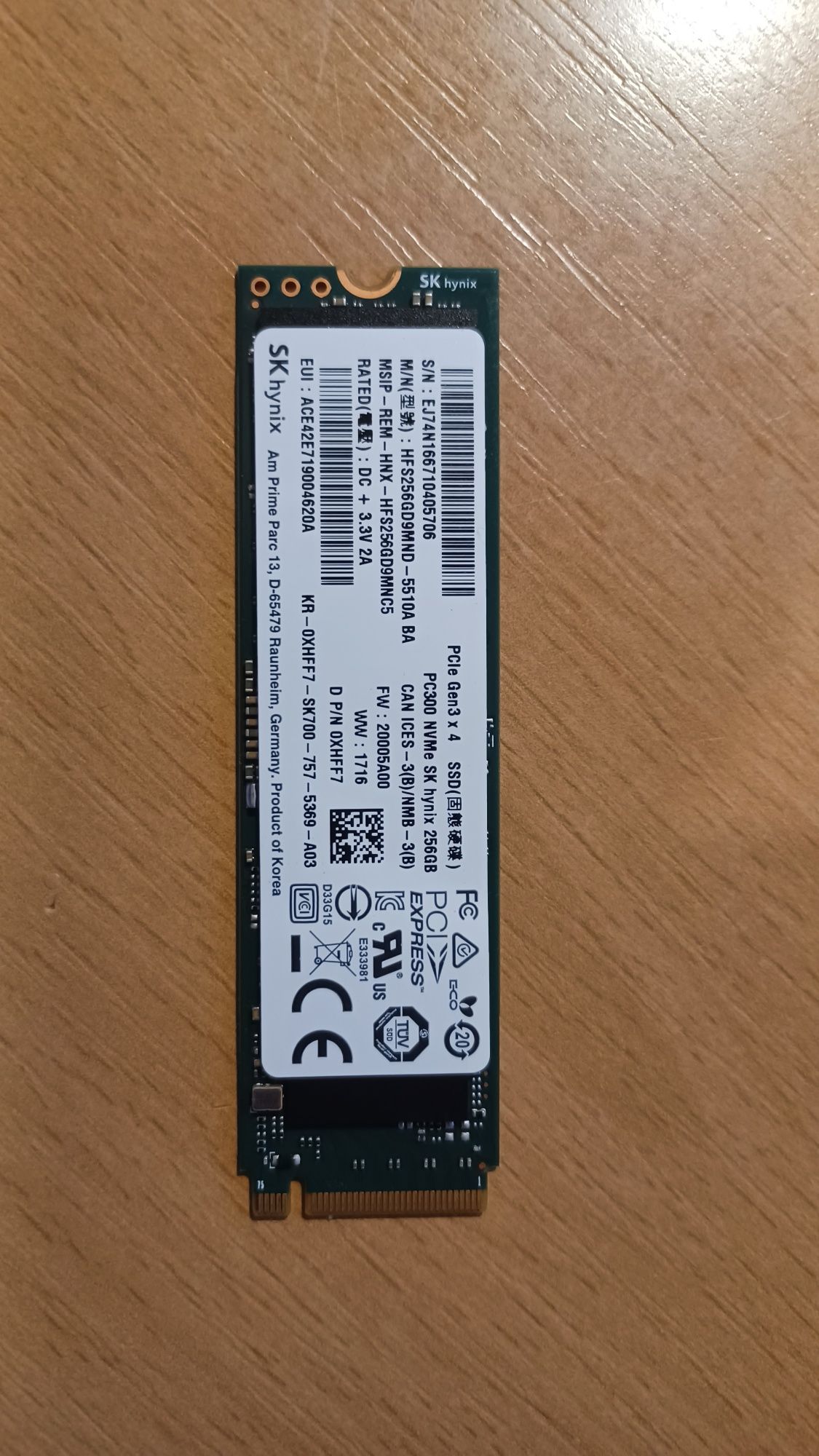 Dysk SSD 256GB M.2 PCIe NVMe Hynix, Gwarancja !