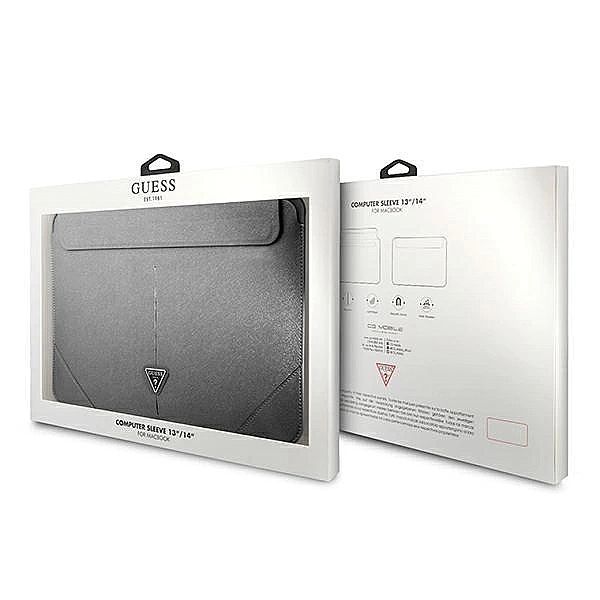 Pokrowiec Guess Saffiano Triangle Logo na laptopa 14'' - srebrny