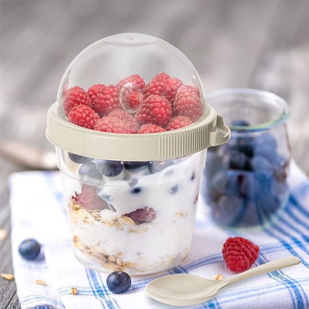 Kubek pojemnik 400 ml z łyżeczką na jogurt musli sałatkę śniadaniowy