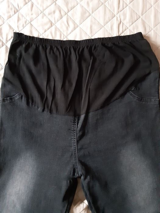 Jeansy czarne spodnie ciążowe XXL, uciagliwe 44