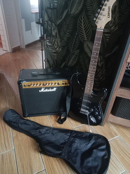 Wzmacniacz Marshall MG15G+Gitara elektryczna Clifton/pokrowiec zestaw