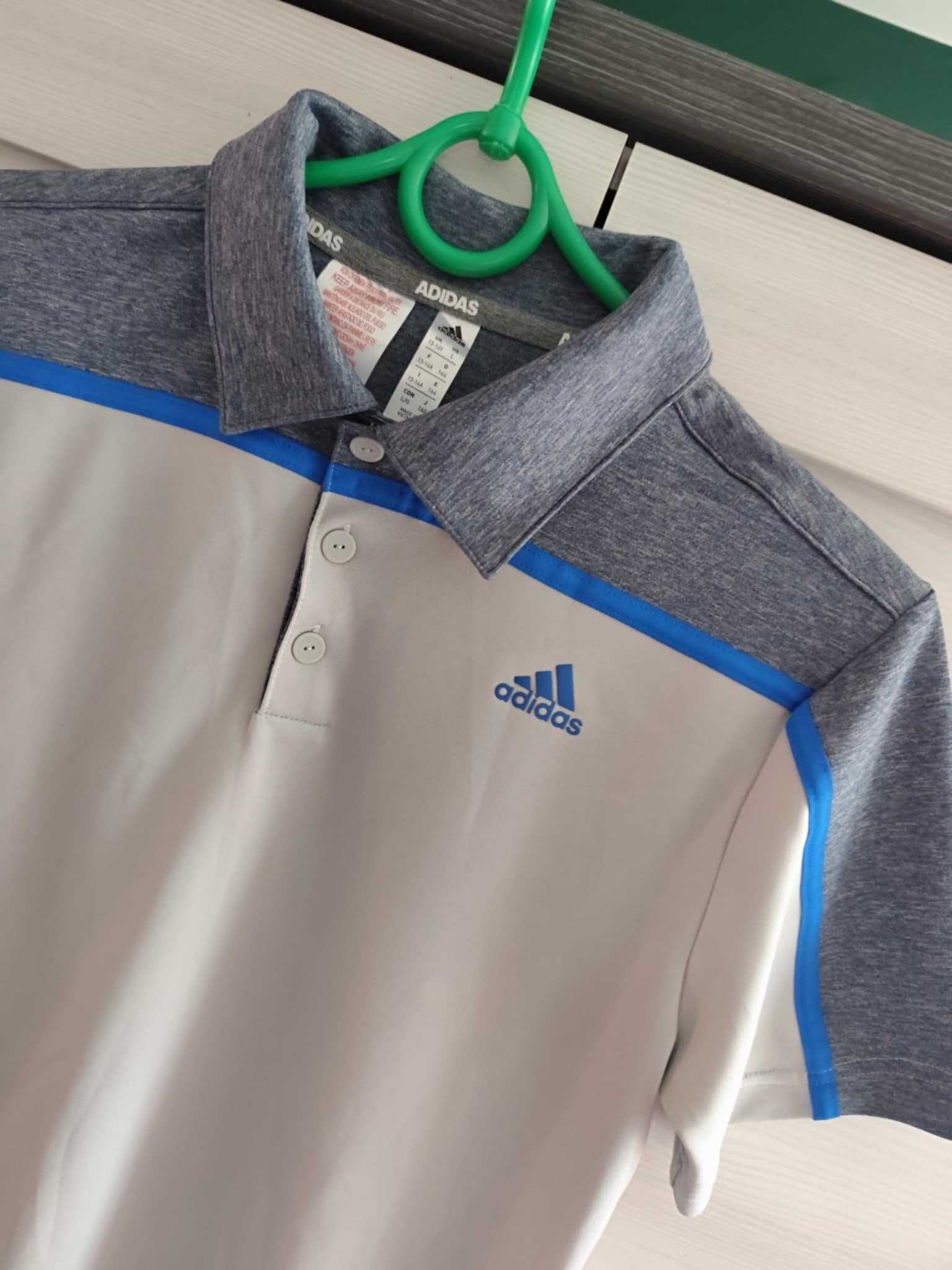 Koszulka chłopięca z kołnierzykiem Adidas roz 164