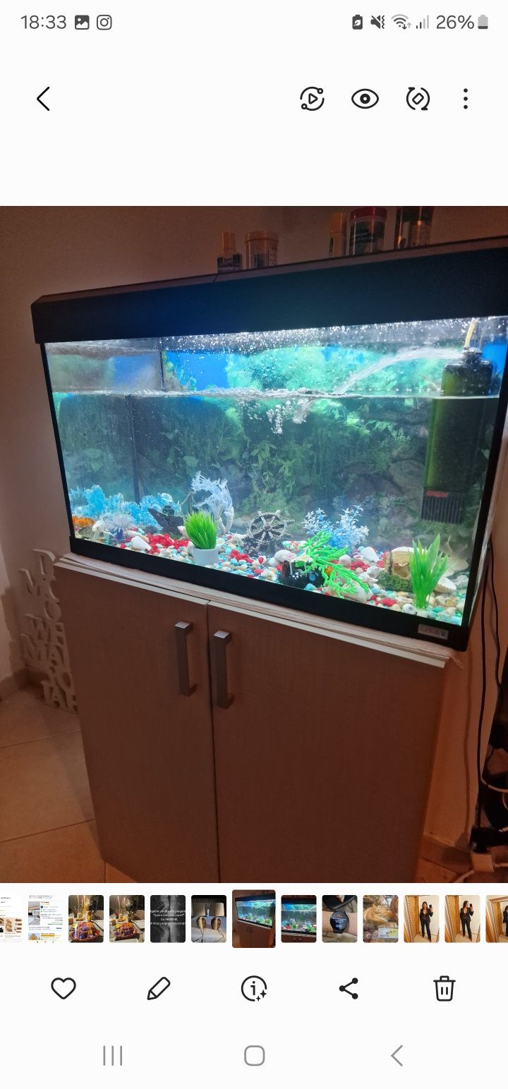 Vendo aquário Fluvial 125L + bomba + móvel+ decoração