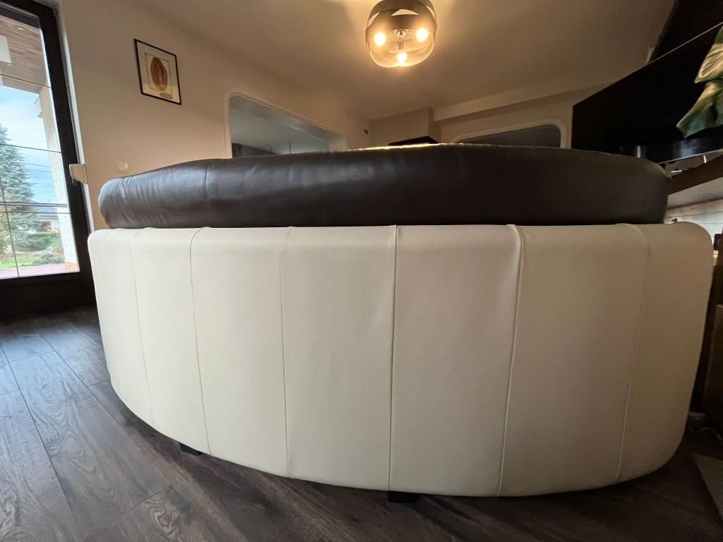 Zestaw sofa + fotel + pufa - skóra naturalna 300cmx90cm