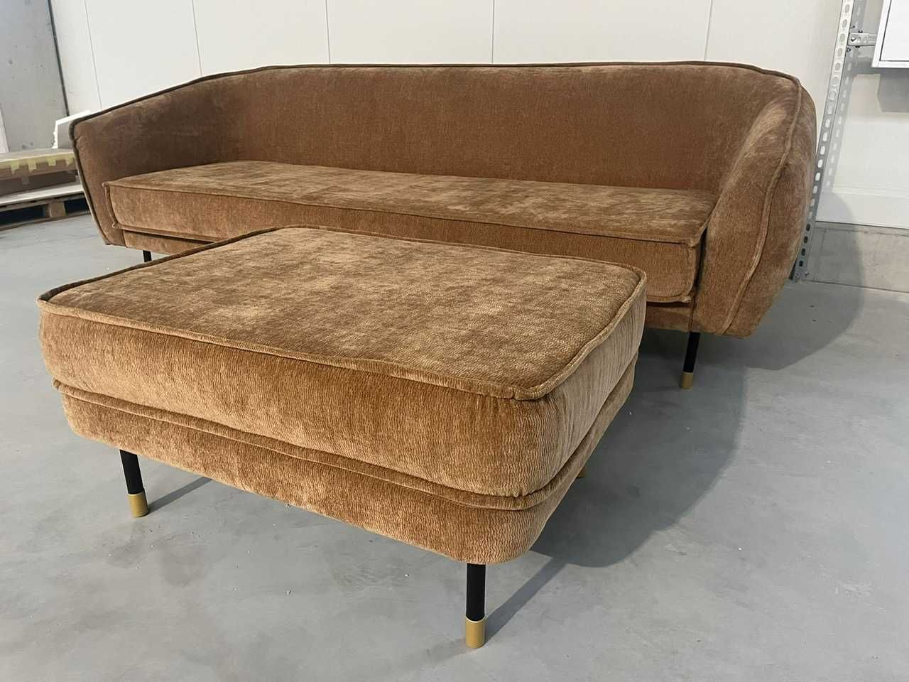 Sofa materiał brązowa 2 szt 2450x1100x900