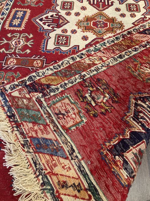 Autêntico Tapete Persa Kilim Soumak 195x126cm - Novo