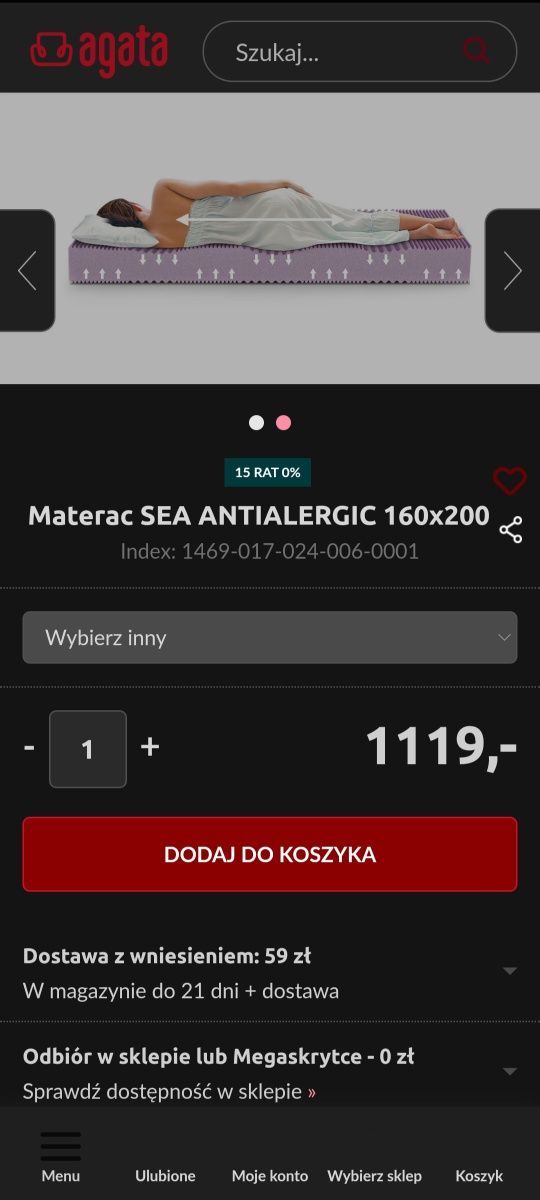 Materac Sea antialergic 160x200