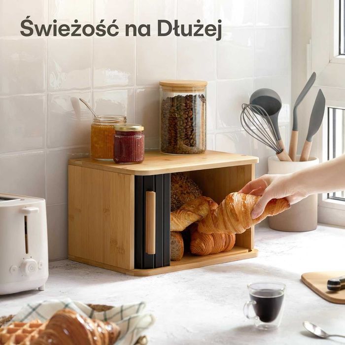 hlebak bambusowy Pojemnik Na Chleb 33x23cm Nowoczesny