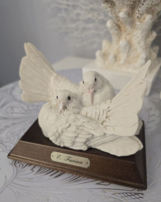 Figurka gołębie ptaki E.Farina Włochy unikat antyk