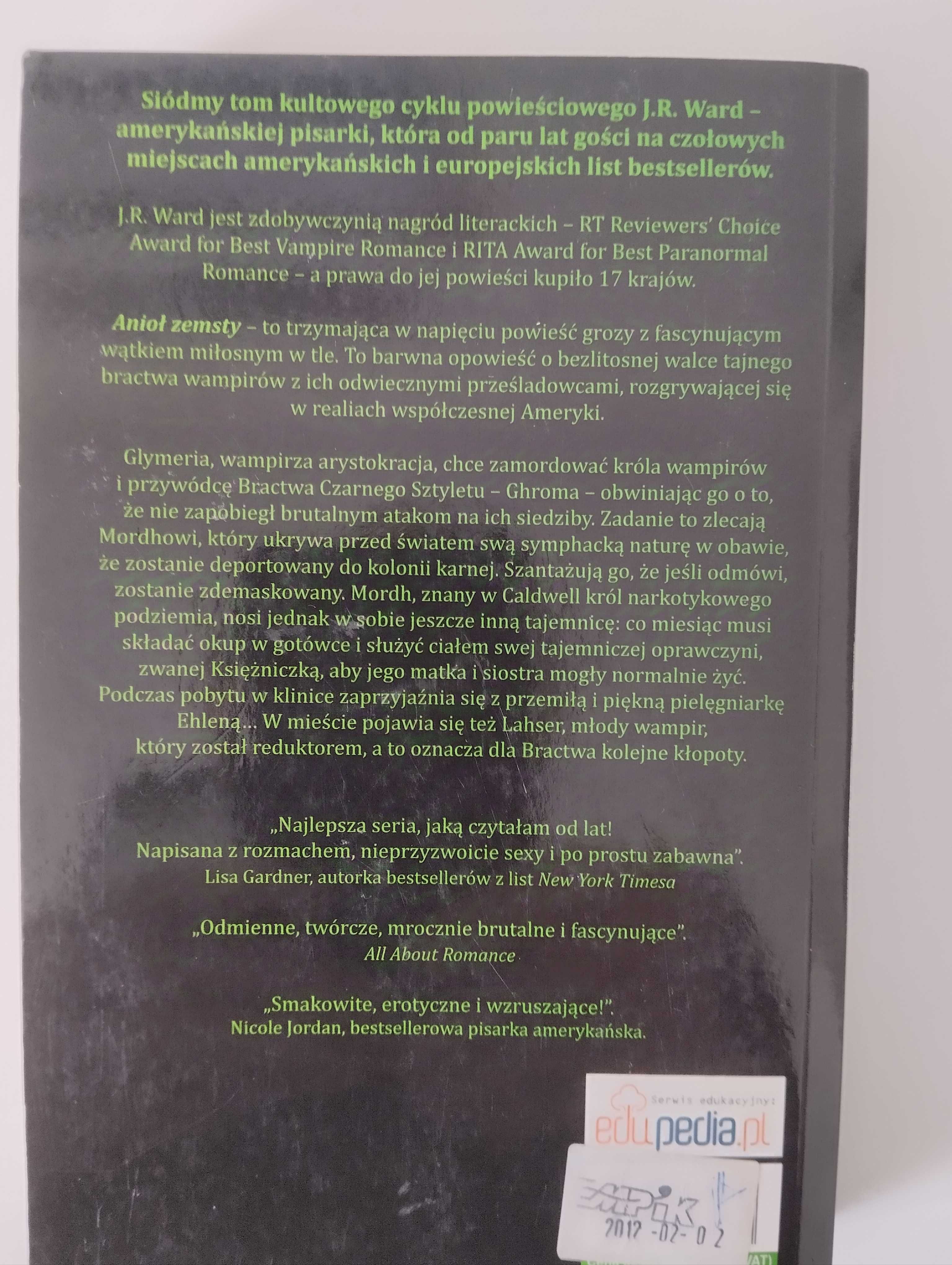 Anioł zemsty - J. R. Ward  Tom 7  Bractwo Czarnego Sztyletu