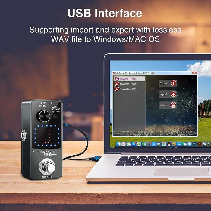 LEKATO Potrójny Looper zintegrowany tuner elektryczny mini pedał