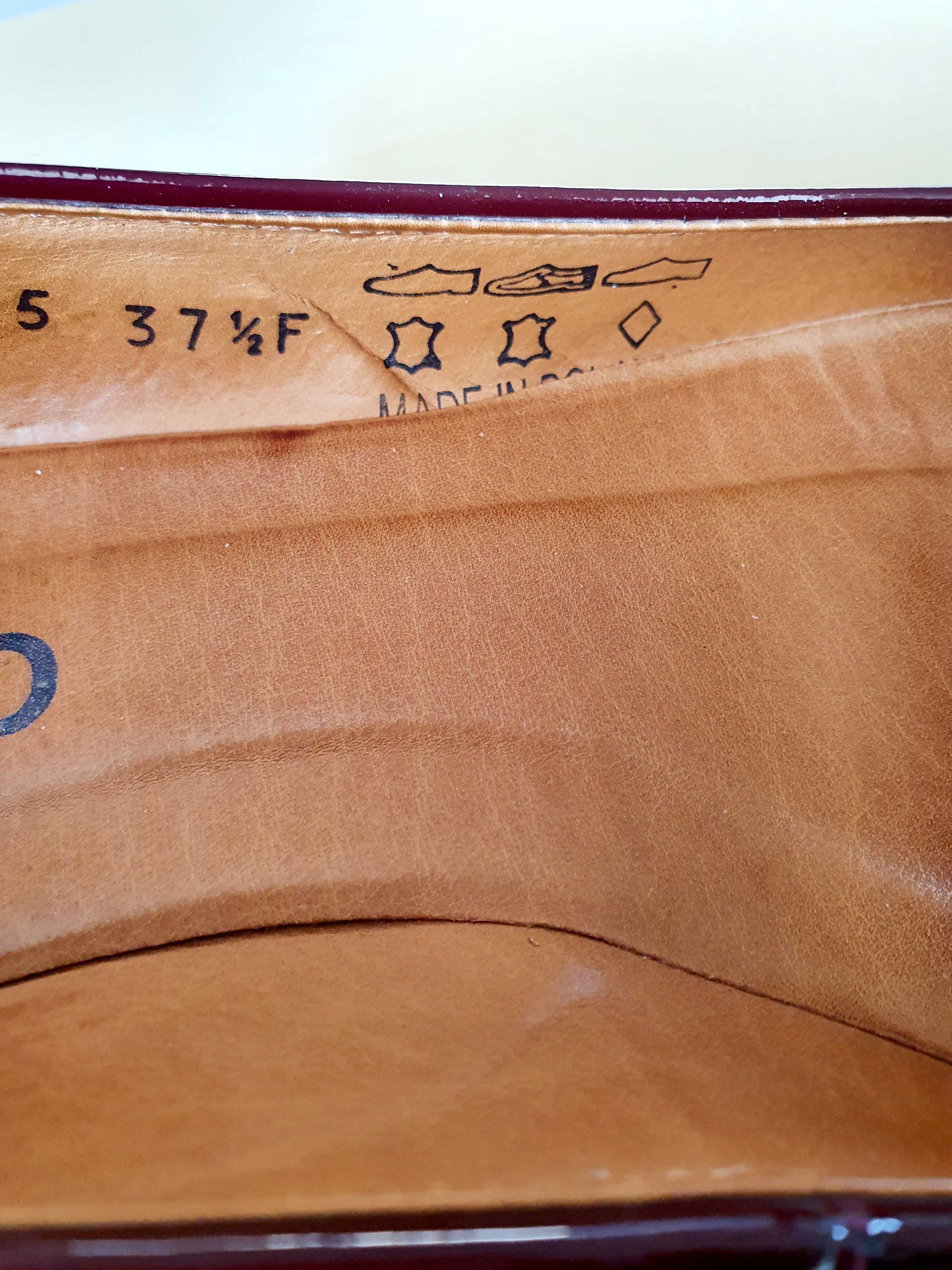 Buty czółenka lakierki RYŁKO kolor bordowy/czerwony rozmiar 37,5