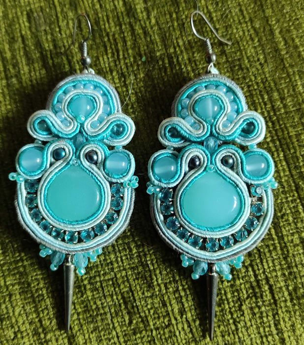 Turkusowe kolczyki sutasz, soutache