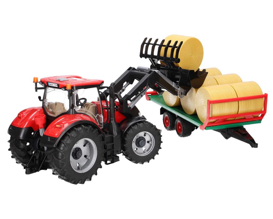 Bruder 03198 Traktor CASE OPTUM z przyczepą do wywozu balotów