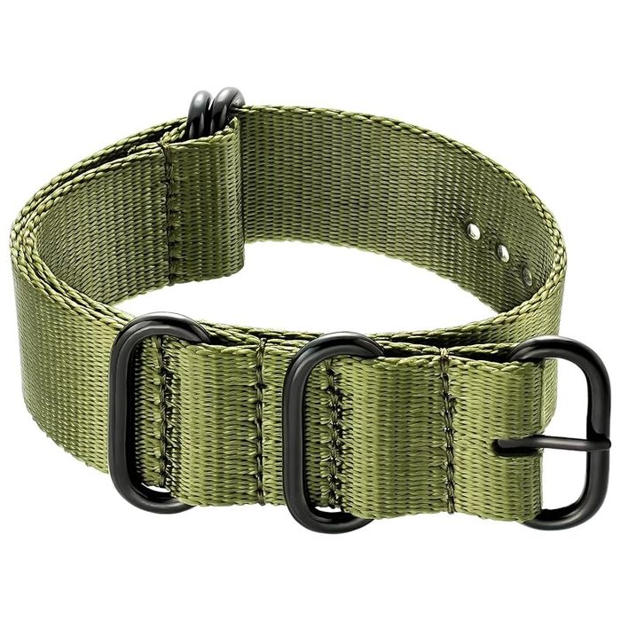 Pasek NATO  w kolorze zielonym/khaki z czarną klamrą WYPRZEDAŻ