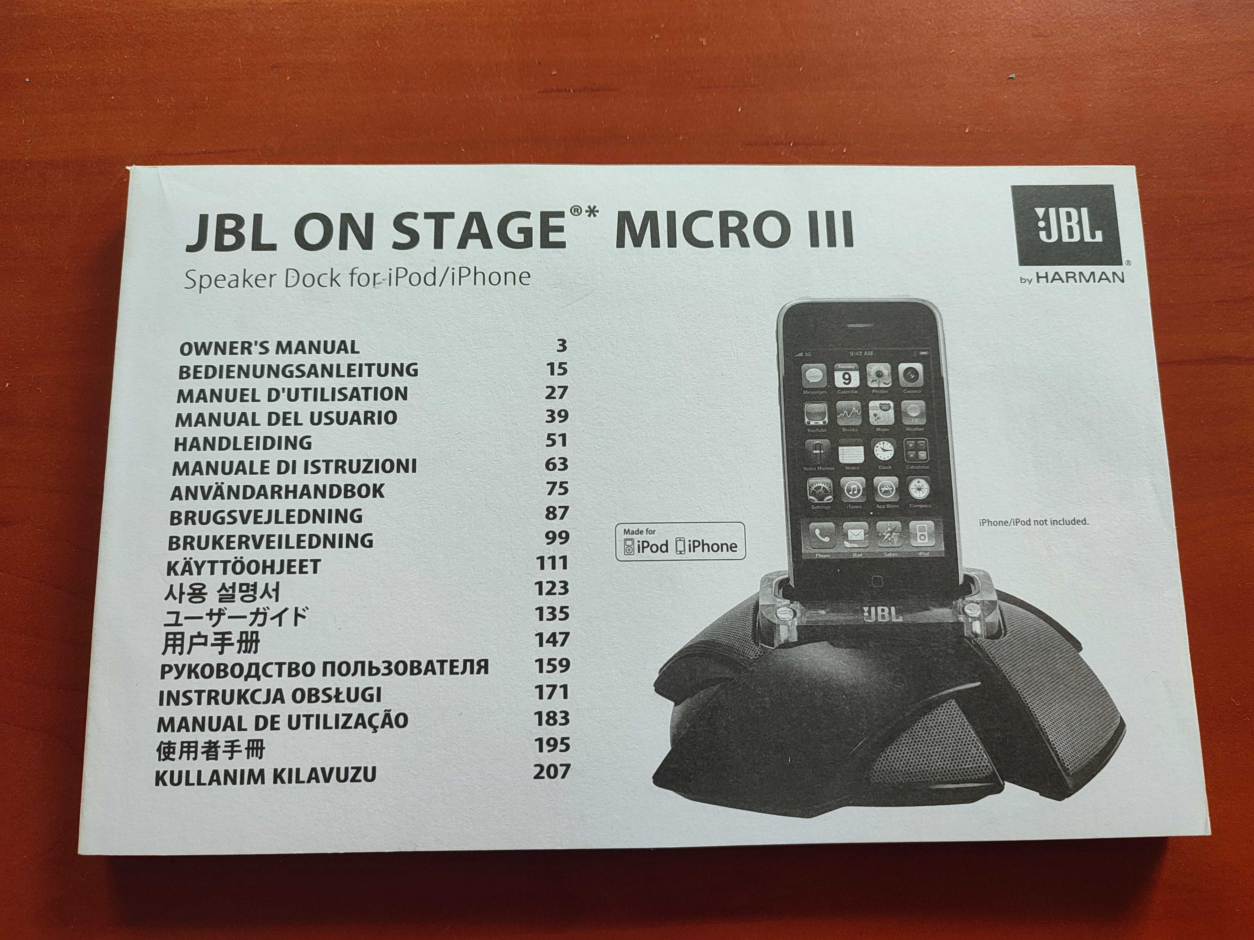 Stacja dokująca JBL ON STAGE MICRO III Ipod iphone - niepełnosprawny