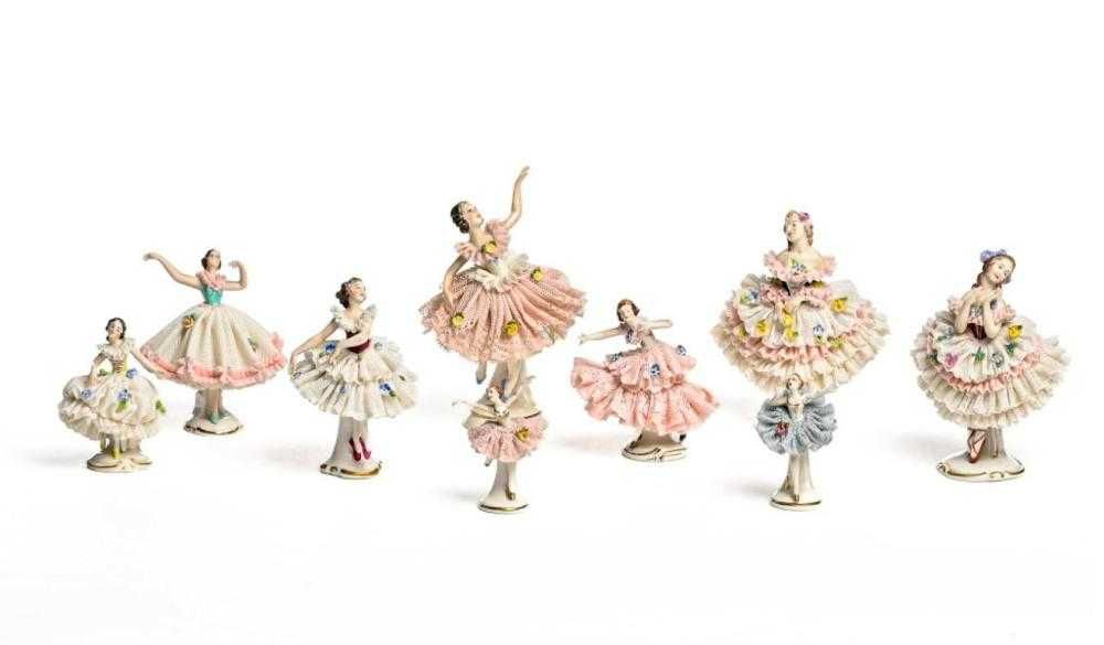 Esculturas de bailarinas em porcelana europeia