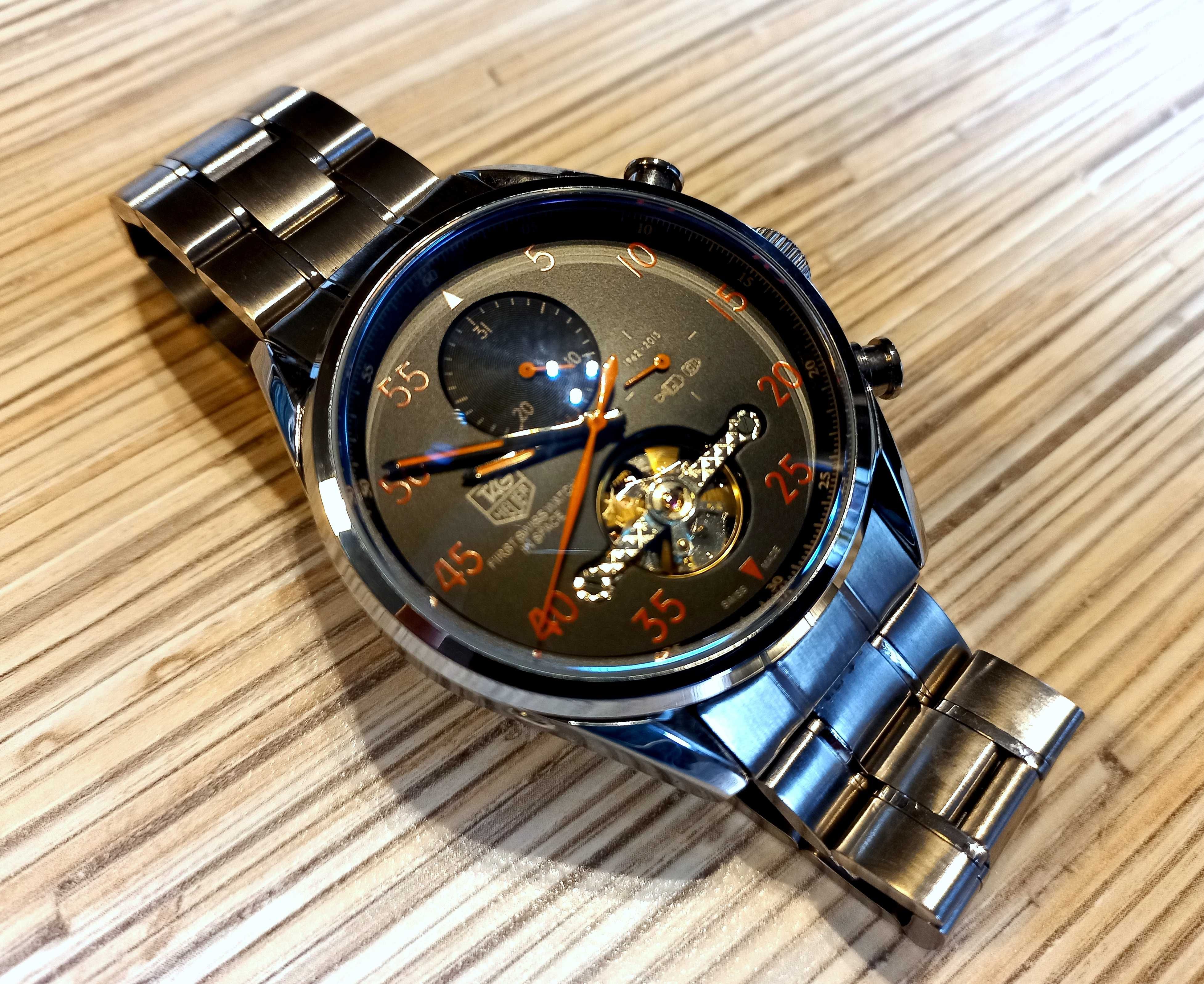 PIĘKNY nowy zegarek męski Graphite-Orange design AUTOMATIC