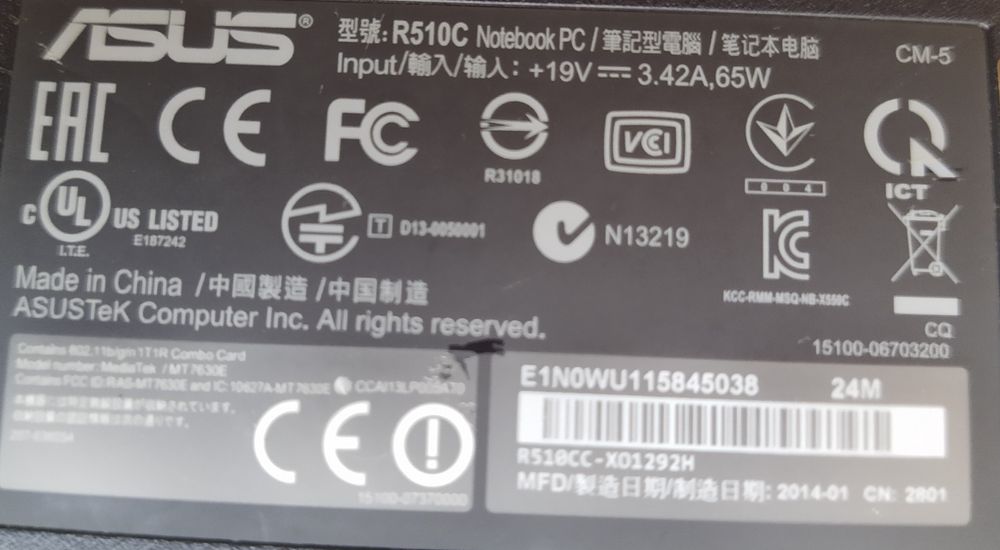 Laptop Asus R510CC