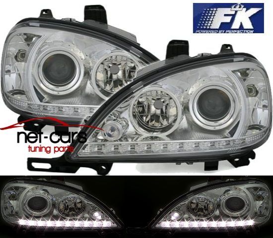 Reflektory lampy przód MERCEDES ML W163 LED 01-05 Chrom