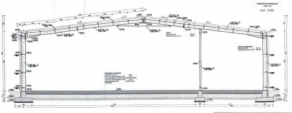 NOWA Konstrukcja magazyn, hala z projektem: 665,63 m2 (26,2 x 26,2m)