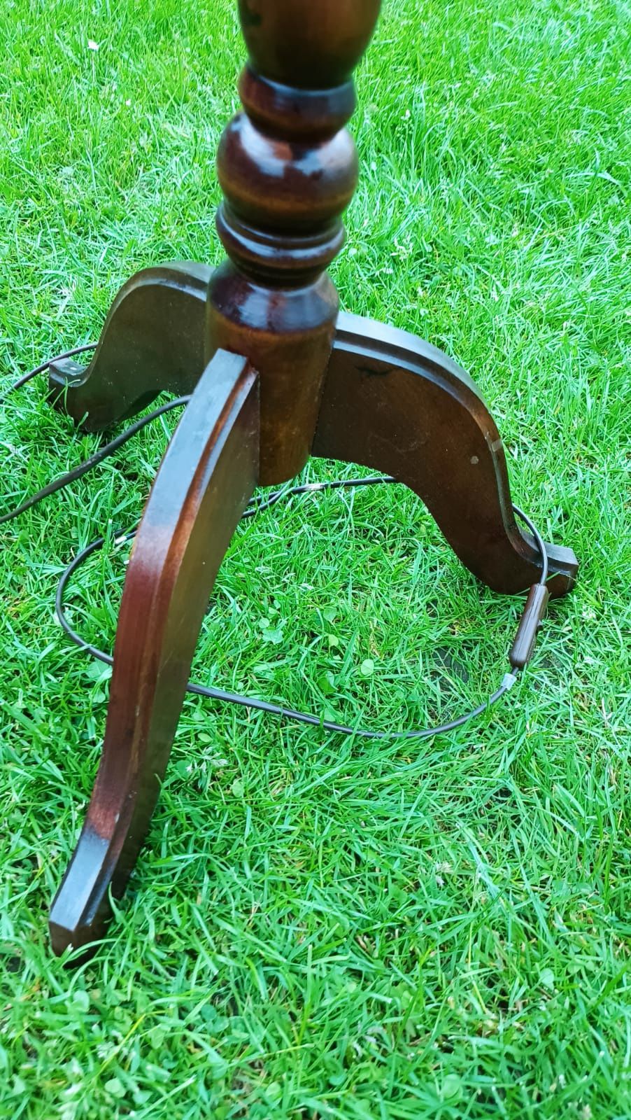 Retro lampa drewniana z abazurem