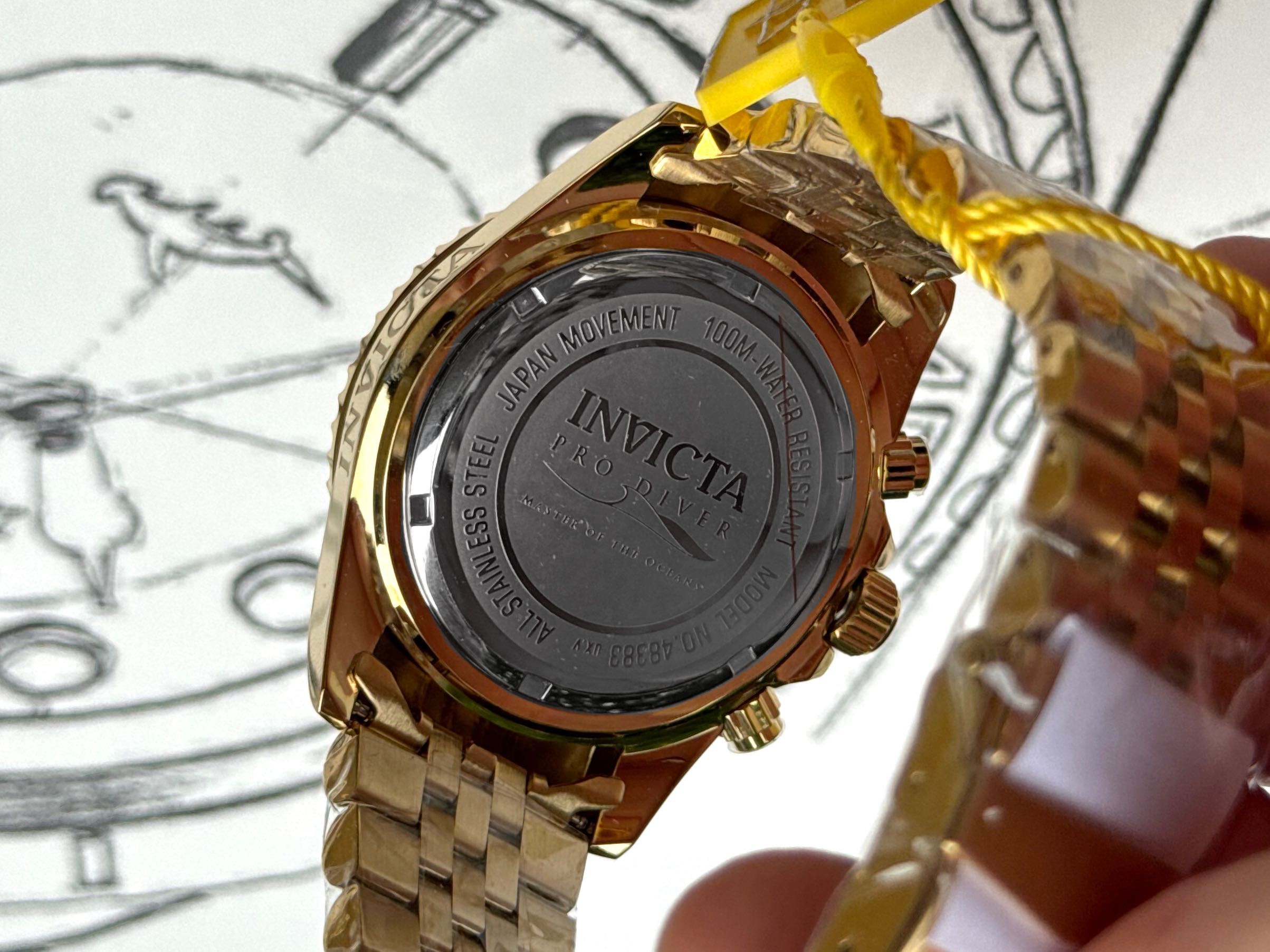 Годинник Invicta 48383 Pro Diver 43 mm. Master of the Oceans Gold
