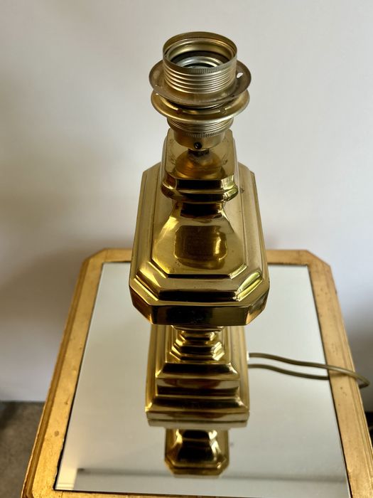 Piękna Duża Mosiężna Włoska Lampa 1950rok Ciężki Lity Mosiądz Unikat