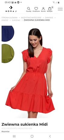 Zwiewna i śliczna czerwona sukienka na lato XL Moraj