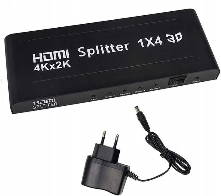 Splitter HDMI 1 x 4 4K 2K 3D FullHD Rozdzielacz HDCP 2.2 1x4