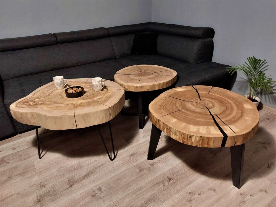 Stoliki Kawowe Barowe Blat z Plastra z żywicą