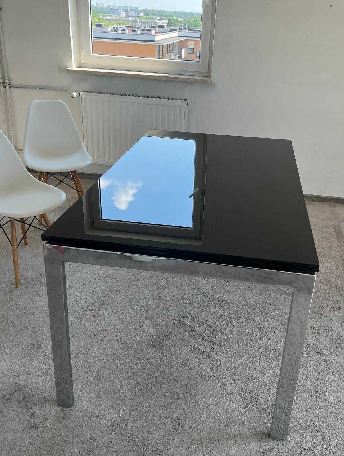 rozkładany szklany stół ,nogi chromowane 260x90 i 160, włoski design