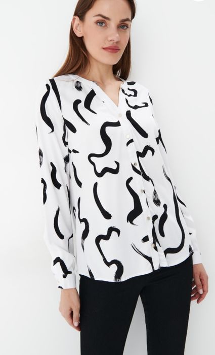 Koszula damska z wiskozy biała wzorzysta Mohito XL