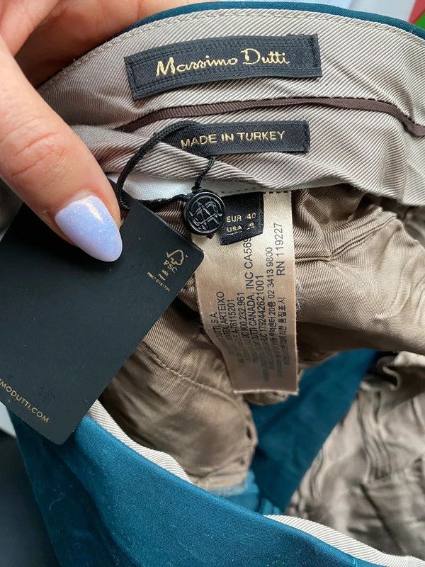 Massimo dutti eleganckie spodnie garniturowe chinos chinosy butelkowa