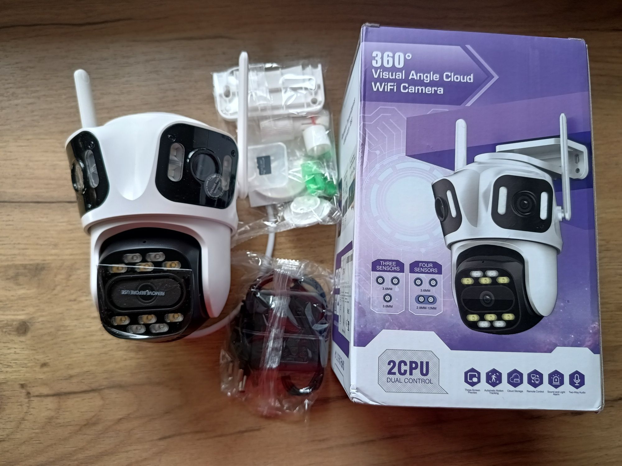 Kamera zewnętrzna obrotowa WiFi 3 obiektywy 6K, 8 x zoom Promocja